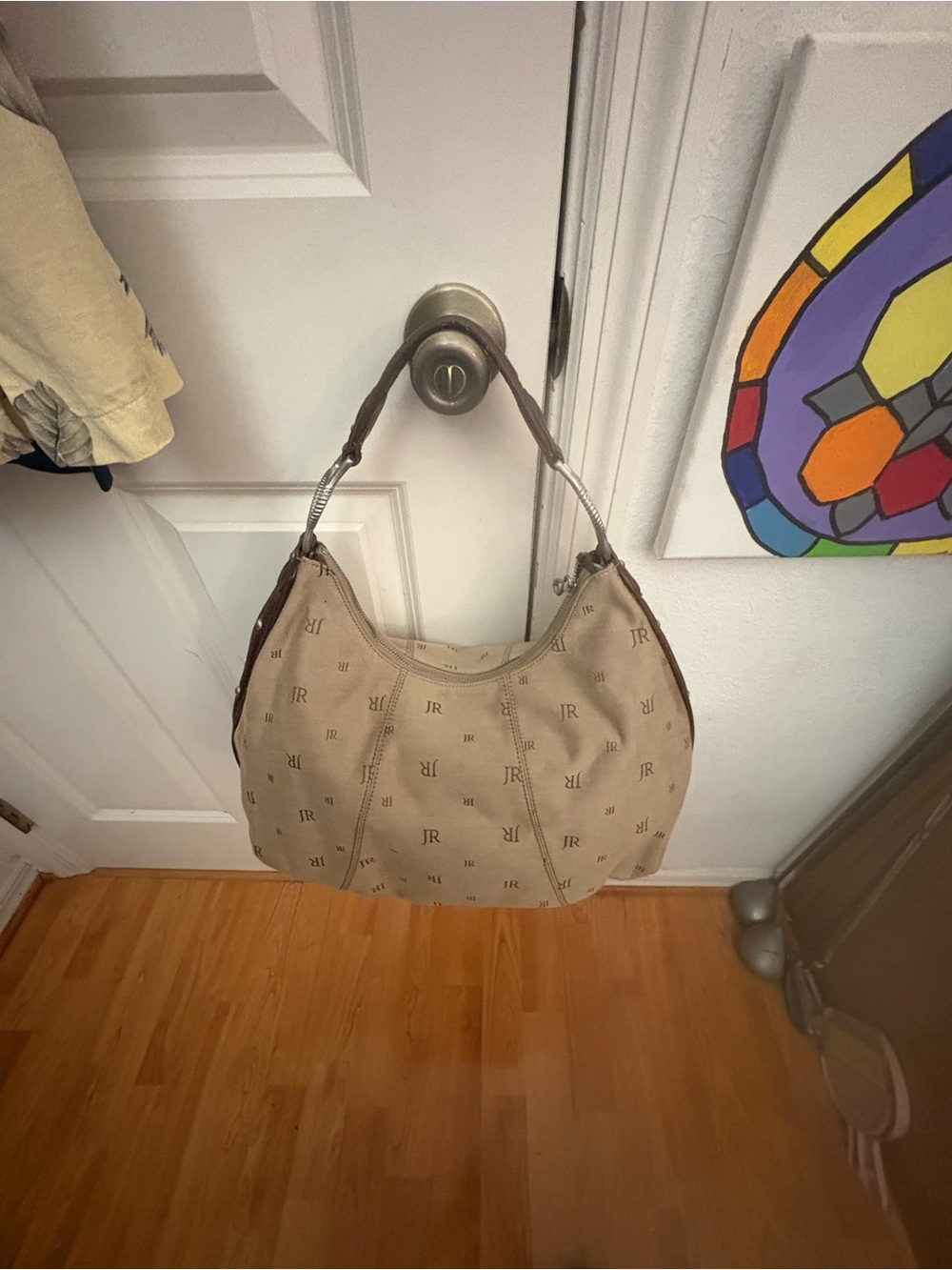 Judith Ripka Classic Monogram Hobo Bag in Beige